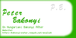 peter bakonyi business card